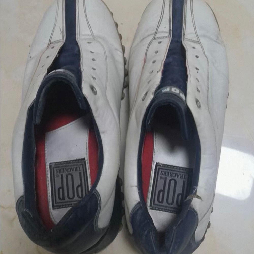 Pop White and Navy Men's Athletic Shoes